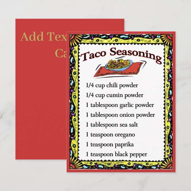 Taco Seasoning-kort, lägg till text (Fram/baksida)