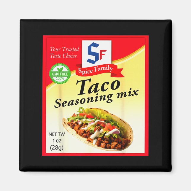 Taco Seasoning Mix Funny Mexico Cinco De Mayo Grou Magnet (Framsidan)