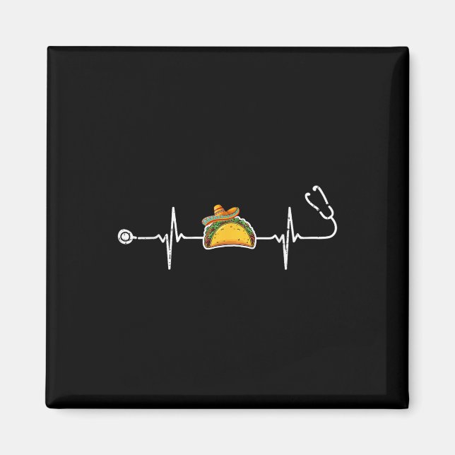 Taco Sombrero Heartslag Stethoscope Cinco De Mayo Magnet (Framsidan)