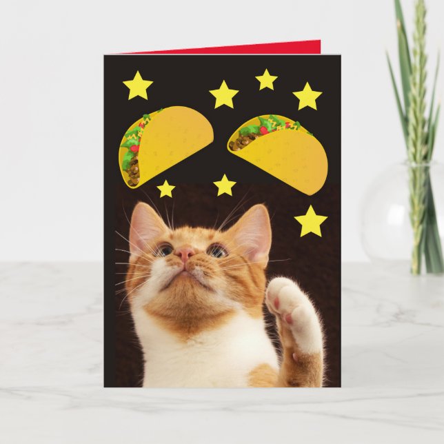TACO SPACE CAT CHRISTMAS CARDS KORT (Framsida)