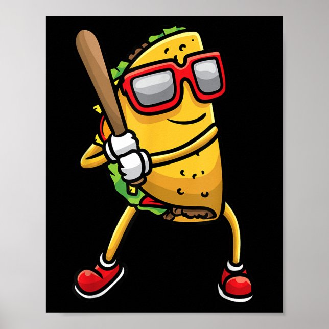 Taco Spela Baseball Mexican Cinco De Mayo Kids M Poster (Framsidan)