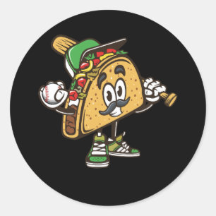 Taco Spela Baseball Softball Tacos Mexican Festi Runt Klistermärke
