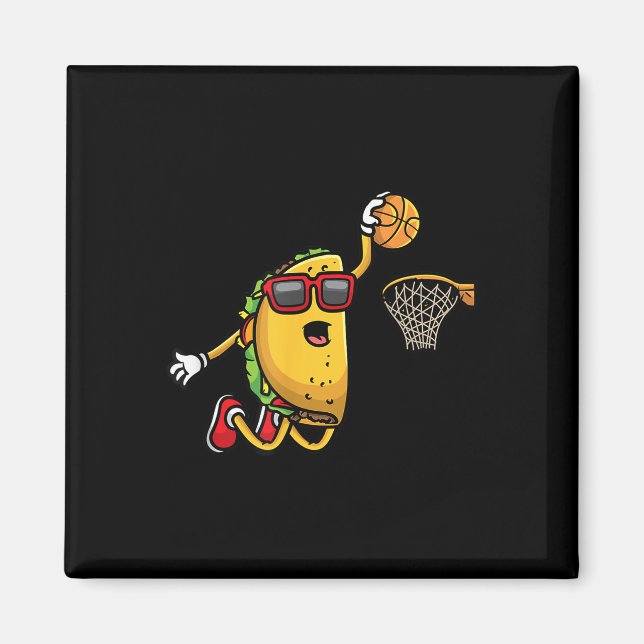 Taco Spela Basketball Mexican Cinco De Mayo Kids Magnet (Framsidan)