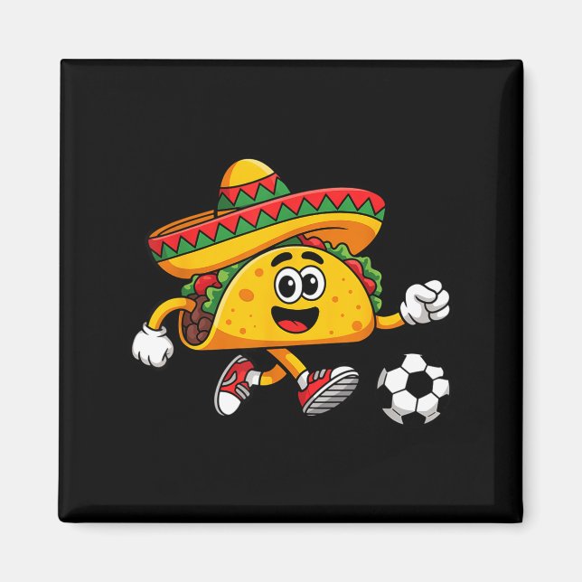 Taco spelar fotboll mexikansk cinco de mayo sombre magnet (Framsidan)
