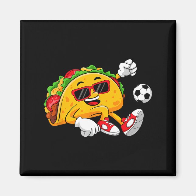 Taco spelar fotboll mexikansk cinco de mayo sombre magnet (Framsidan)