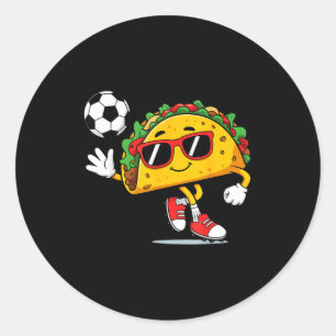 Taco spelar fotboll mexikansk cinco de mayo sombre runt klistermärke