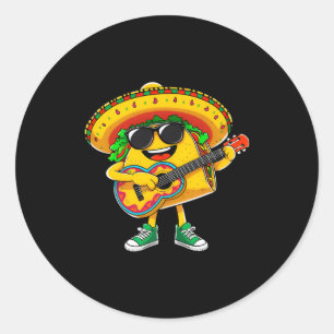 Taco spelar gitarr cinco de mayo rolig mexikansk runt klistermärke