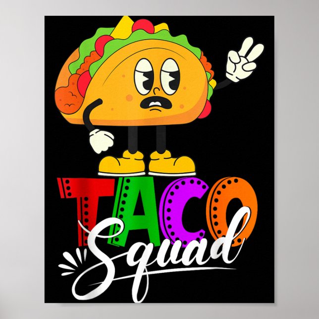 Taco-squad cinco de mayo rolig söt mexikansk mat poster (Framsidan)