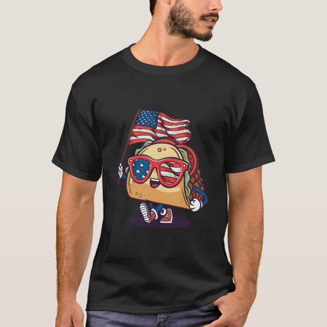 Taco Sunglasses American Flag Usa 4Th Of July T Shirt (Framsida)