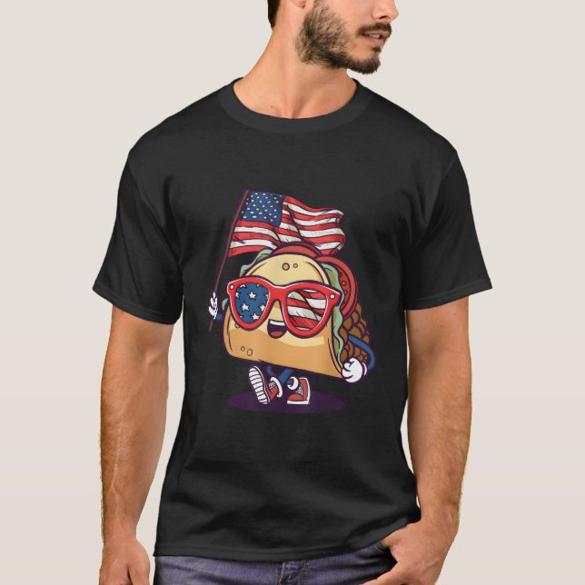 Taco Sunglasses American Flagga 4:e juli T Shirt (Framsida)