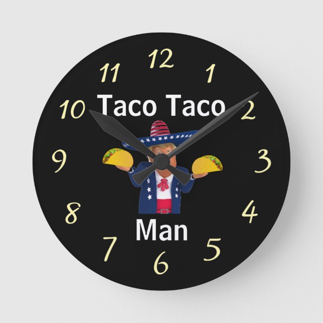 Taco Taco Man Clock Rund Klocka (Framsida)