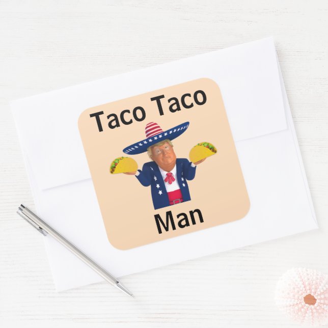 Taco Taco Man Sticker Fyrkantigt Klistermärke (Kuvert)