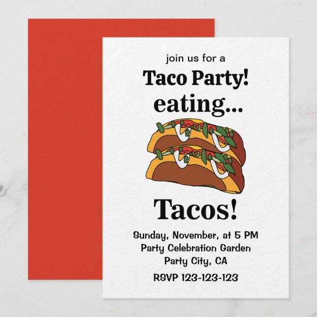 Taco Tacos Matfest Inbjudningar (Fram/baksida)