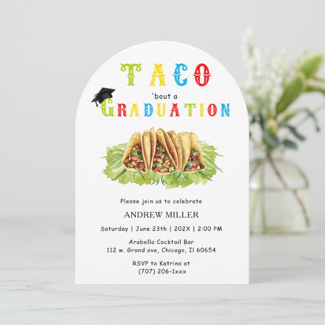 Taco-tematisk examensinbjudan inbjudningar (Stående Fram)