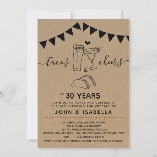 Taco Tequila Cheers & Beers Bröllopsjubileum Inbjudningar