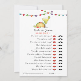 Taco & Tequila Fiseta 'gissa vem' Shower-spel Inbjudningar