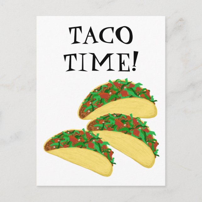 TACO TIME Delicious Tacos Illustration Vykort (Framsida)