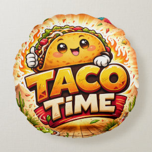 Taco Time - Fiesta Fiasco - Foodie Fiender Rund Kudde