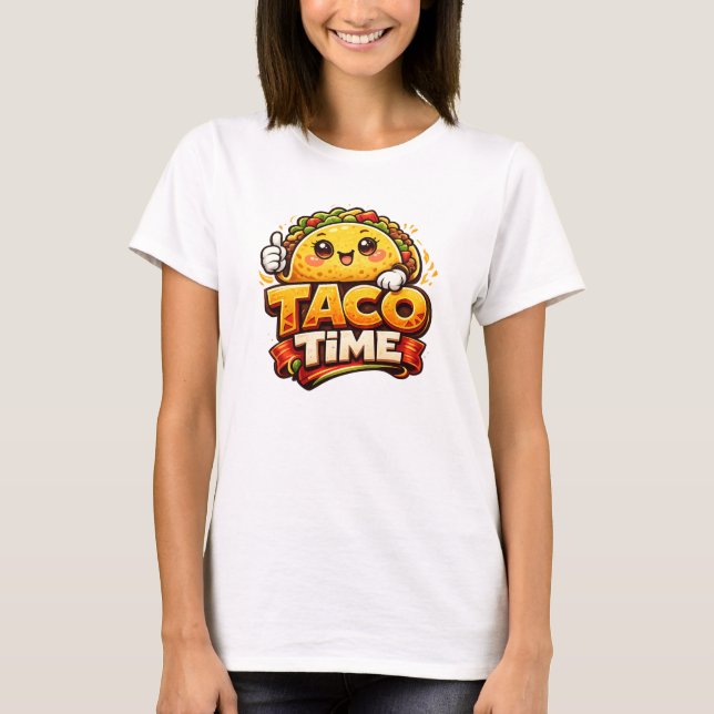 Taco Time - Fiesta Fiasco - Foodie Fiender T Shirt (Framsida)