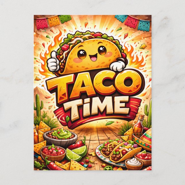 Taco Time - Fiesta Fiasco - Foodie Fiends Vykort (Framsida)