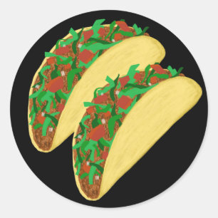 Taco Time - låt oss tacos black Runt Klistermärke
