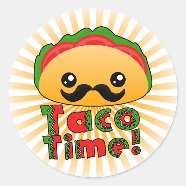 Taco Time Runt Klistermärke (Framsida)