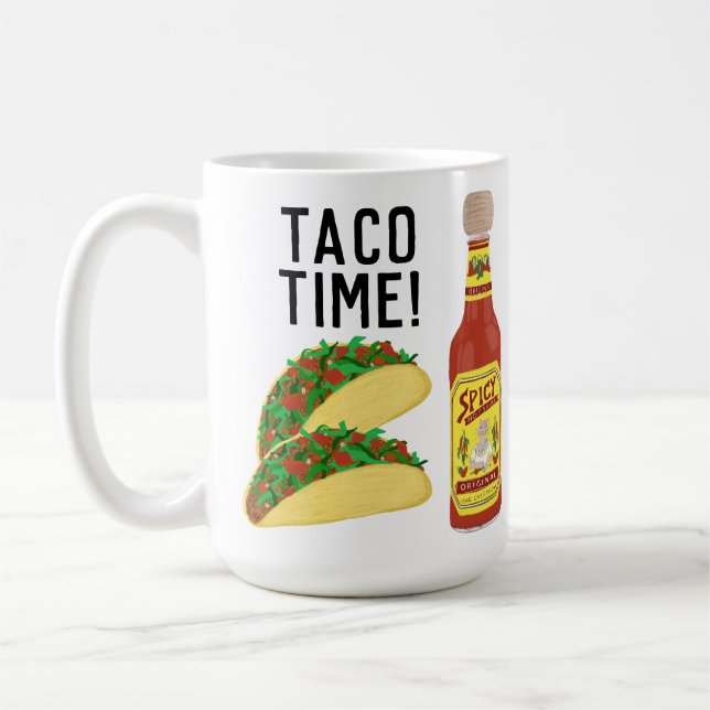 TACO TIME, söt tacos hett Sauce illustration Kaffemugg (Vänster)