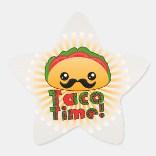 Taco Time Stjärnformat Klistermärke