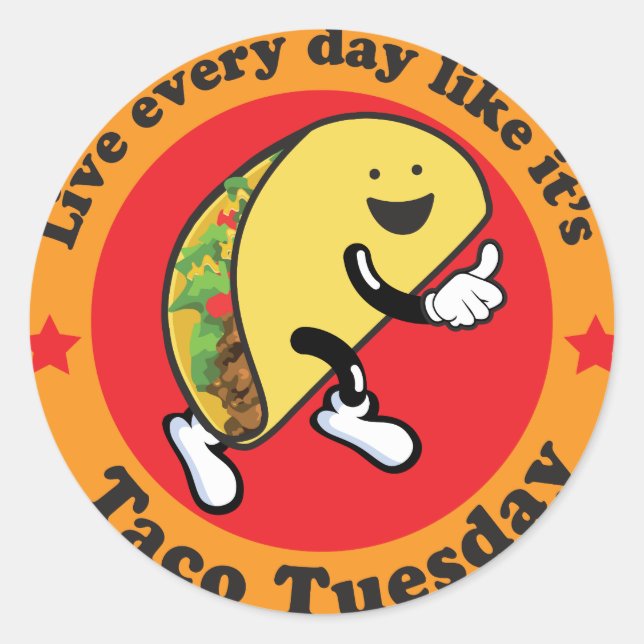 Taco tisdag varje dag runt klistermärke (Framsida)