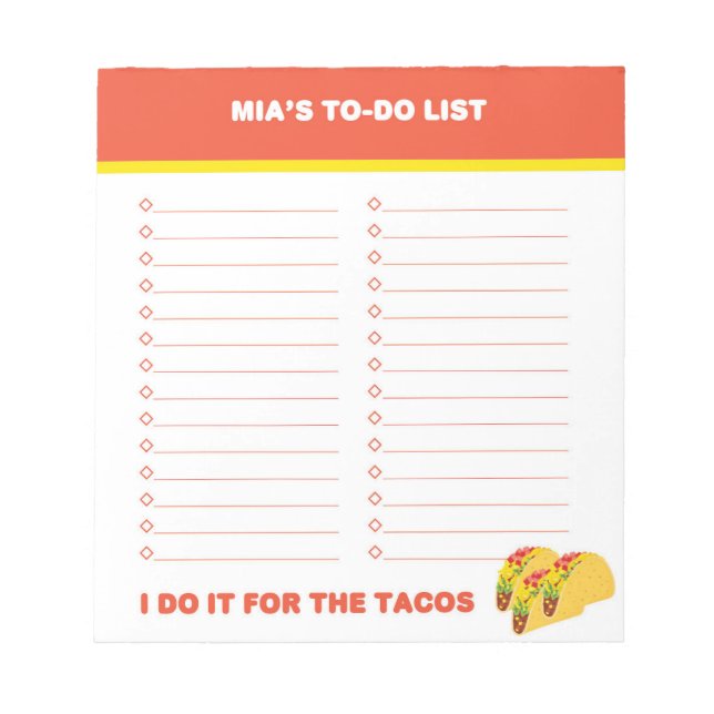 Taco to Do List, Anteckningsblock för Anpassningsb (Framsida)