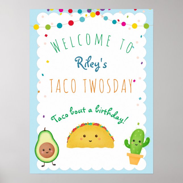 Taco Tosday Birthday - 2:a födelsedag - välkomna Poster (Framsidan)