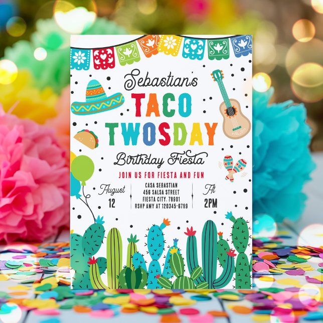 Taco Tosday Birthday Fiesta 2:a födelsedagen Party Inbjudningar (Skapare uppladdad)