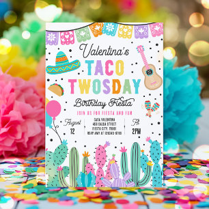Taco Tosday Birthday Fiesta 2:a födelsedagen Party Inbjudningar