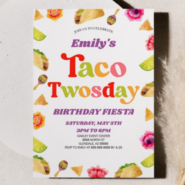Taco Tosday Fiesta 2:a andra Födelsedagsfesten Inbjudningar (Skapare uppladdad)