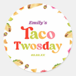 Taco Tosday Taco Tisdag 2:a födelsedag Party Runt Klistermärke
