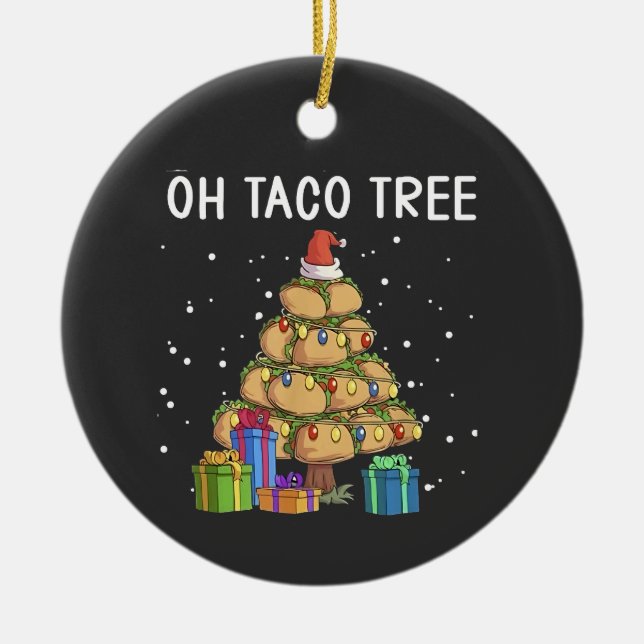 Taco Träd, mexikanskt livsmedel, god jul Julgransprydnad Keramik (Framsidan)