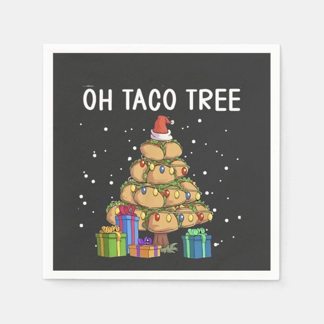 Taco Träd, mexikanskt livsmedel, god jul Pappersservett (Framsidan)