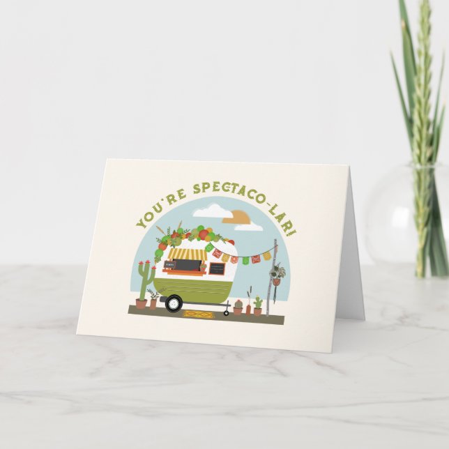 Taco Truck Camper Puns Grön Alla Hjärtans Dag Kort (Framsida)