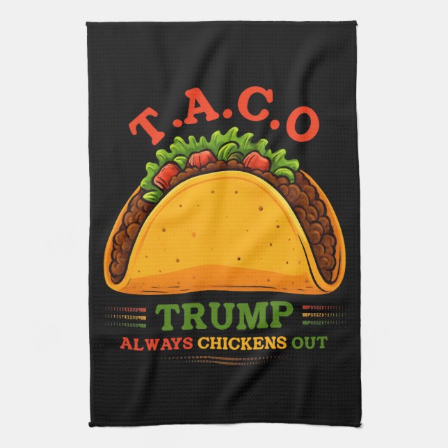 Taco Trump Chickens Out Funny Kökshandduk (Vertikal)