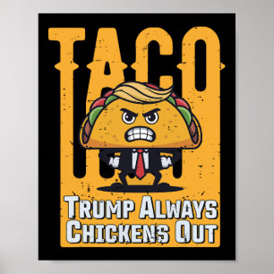 Taco Trump Chickens Out Funny Meme Trump Ta Poster