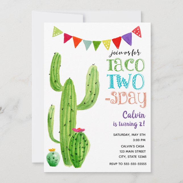 Taco Twos-day Birthday-inbjudan Inbjudningar (Framsida)