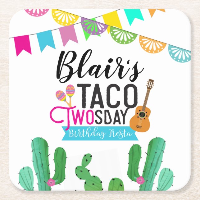 Taco Twos-day Coaster Underlägg Papper Kvadrat (Framsidan)
