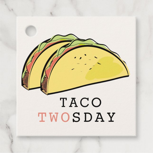 Taco Twosday Beige 2:a födelsedag Tack Gåvor Etiketter (Framsida)