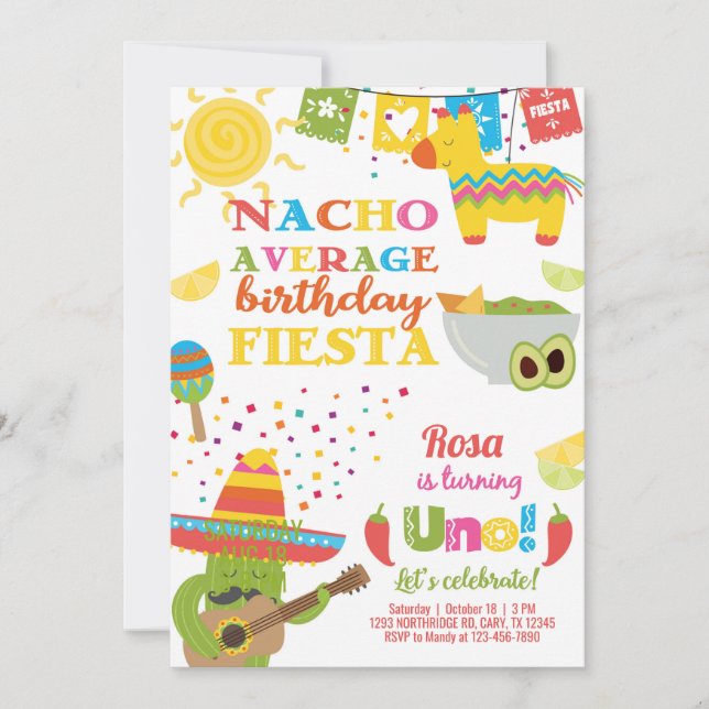Taco Twosday birthday invitation, girl fiesta. Inbjudningar (Framsida)
