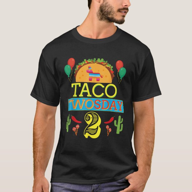 Taco Twosday Birthday Shirt 2 2-årig Boy Gir T Shirt (Framsida)