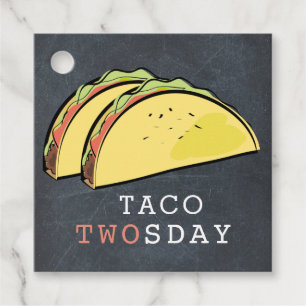 Taco Twosday Chalkboard Boy 2 Birthday Tack Gåvor Etiketter