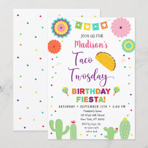 Taco Twosday Fiesta Cactus Birthday Inbjudningar