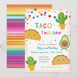 Taco Twosday Födelsedagsfest fiesta Temafaldag Inbjudningar