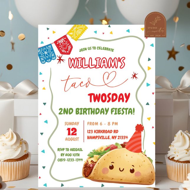 Taco Twosday Mexican Roligt Birthday Boy Inbjudningar (Skapare uppladdad)