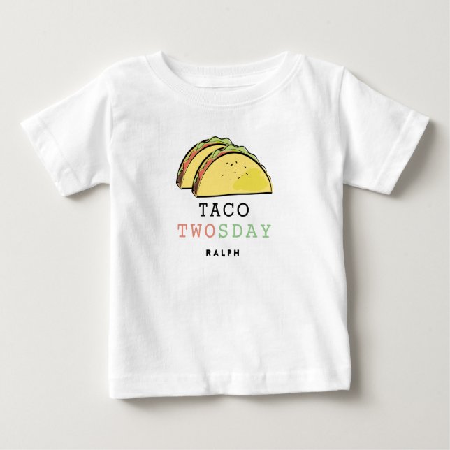 Taco Twosday Tisdag Vit 2-års Födelsedag Pojke T Shirt (Framsida)